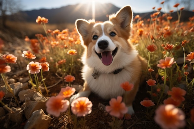 Adorabile cane corgi che gioca nel prato prodotti di protezione contro le zecche e le pulci per la sicurezza degli animali domestici