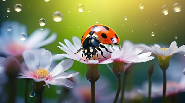 Adorabile coccinella sul fiore