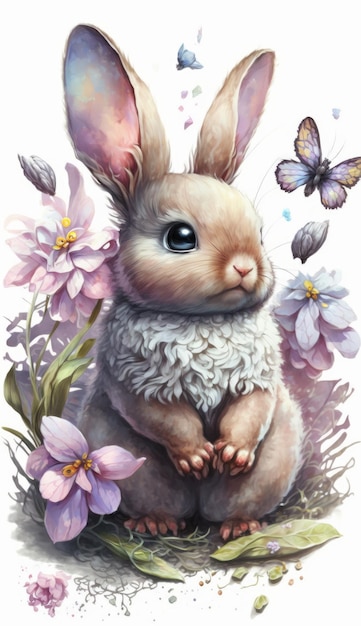 Adorabile coniglietto di Pasqua in stile fatato AI illustrazione generativa