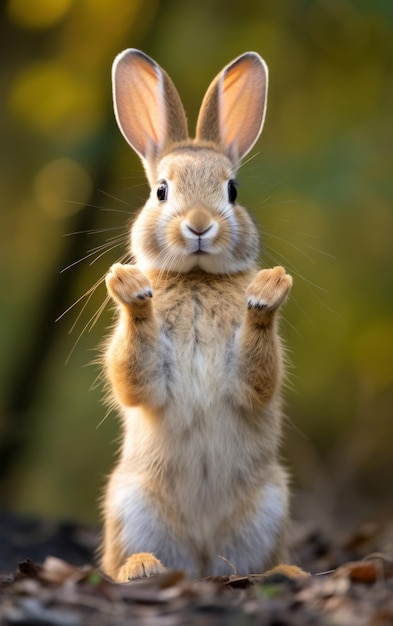 Adorabile coniglio che batte con attenzione