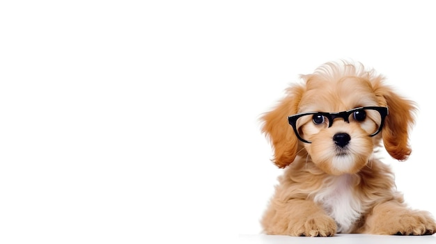 Adorabile cucciolo che indossa occhiali oversize che portano gioia nella tua giornata