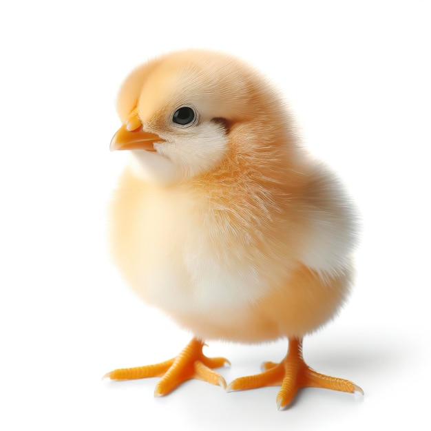 Adorabile cucciolo di pollo su sfondo bianco