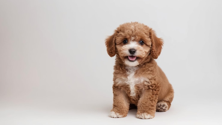 Foto adorabile cucciolo soffice seduto sull'erba perfetto per gli amanti degli animali domestici e i temi all'aperto