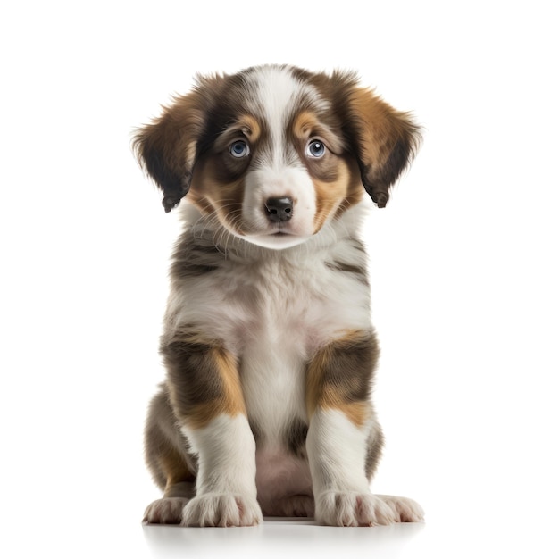 Adorabile e carino cucciolo di razza che guarda la telecamera IA generativa