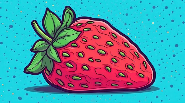 Adorabile fragola di cartone animato Fantasia concetto Illustrazione pittura