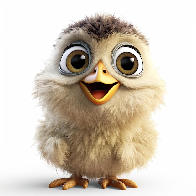 Adorabile gallina PixarStyle con grandi occhi felici