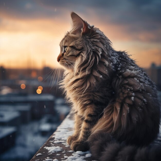 adorabile gatto soffice sedersi sulla panoramica del tetto sulla città vecchia Tallinn