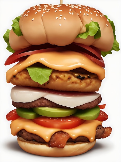 Adorabile hamburger animato Deliziosamente simpatico cartone animato con formaggio fuso