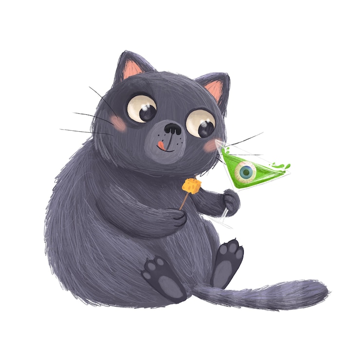 Foto adorabile illustrazione di gatto nero gatto carino clipart halloween gatto disegni gatto