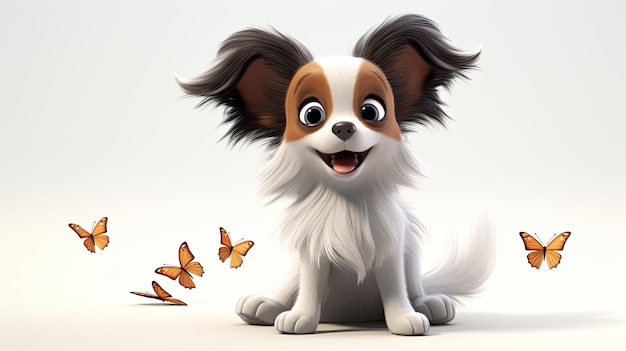 Adorabile papillon 3D in illustrazione PixarStyle