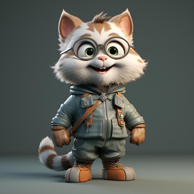 Adorabile personaggio 3D simpatico gatto