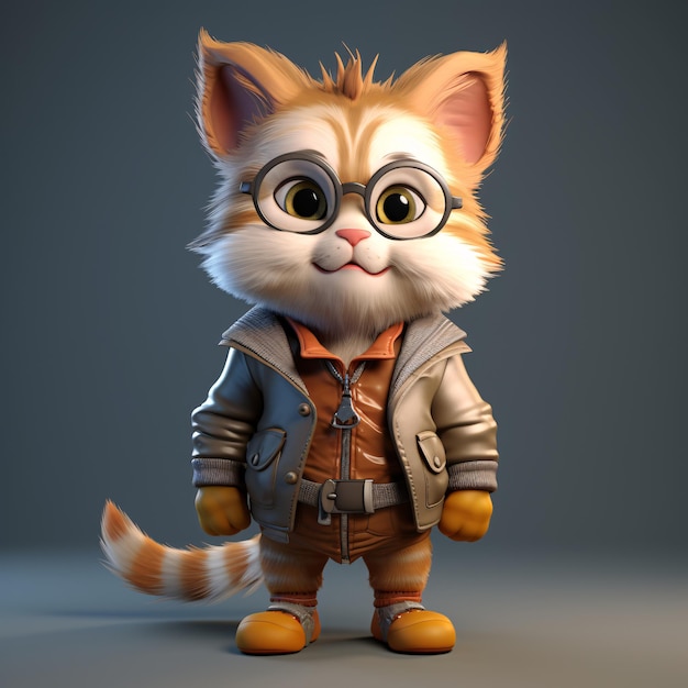 Adorabile personaggio 3D simpatico gatto