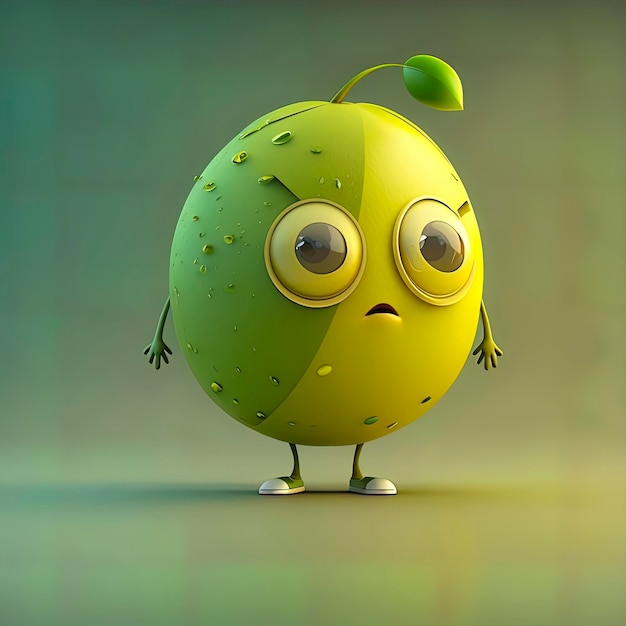 Adorabile personaggio animato di limone verde