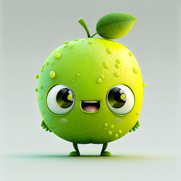 Adorabile personaggio animato di limone verde