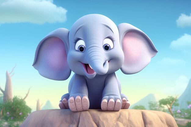 Adorabile personaggio dell'elefante 3D