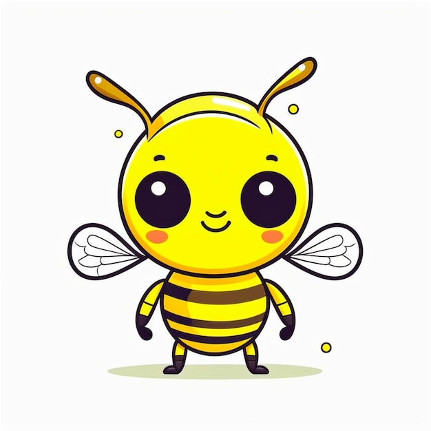 Adorabile personaggio delle api semplice arte vettoriale 2D linea pulita isolata su uno sfondo bianco