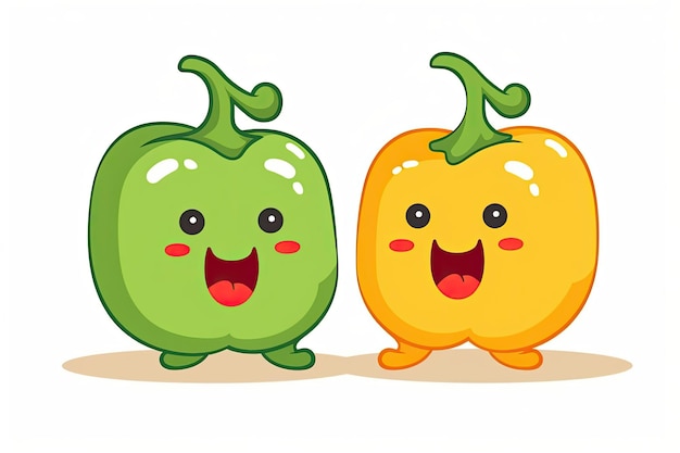 Adorabile personaggio di cartoni animati Bell Pepper Carattere carino Alimentazione vegetale Elemento di progettazione Clip Art Grafica