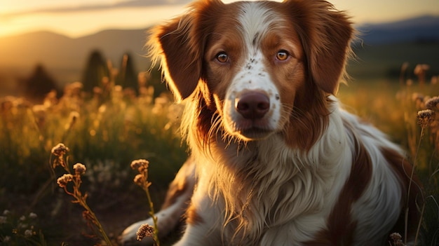 Adorabile razza di cane springer spaniel gallese in serata generata da ai