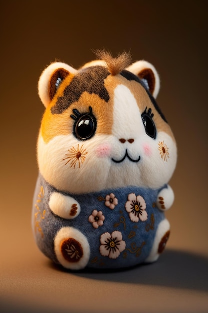 Adorabile ricamo di peluche di criceto chibi