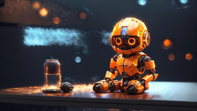 Adorabile RoboCompanion Un simpatico rendering 3D con occhi luminosi