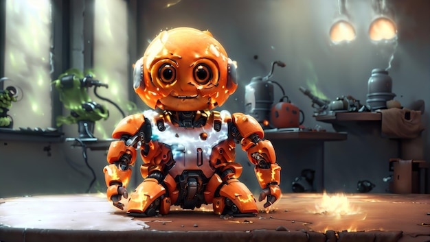 Adorabile RoboCompanion Un simpatico rendering 3D con occhi luminosi