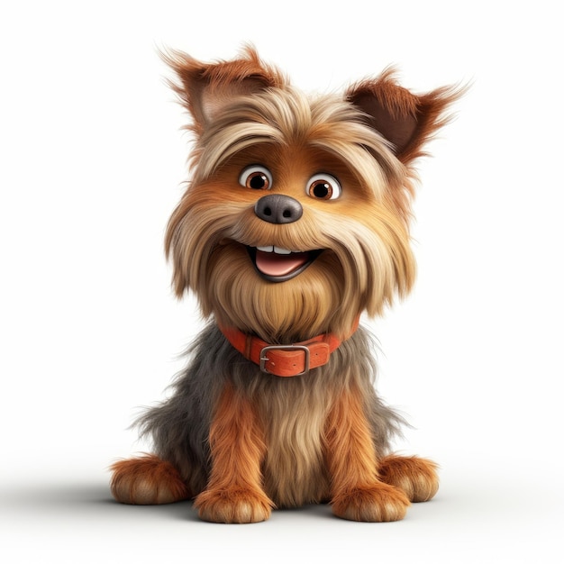 Adorabile Yorkshire Terrier con un grande sorriso in stile Pixar