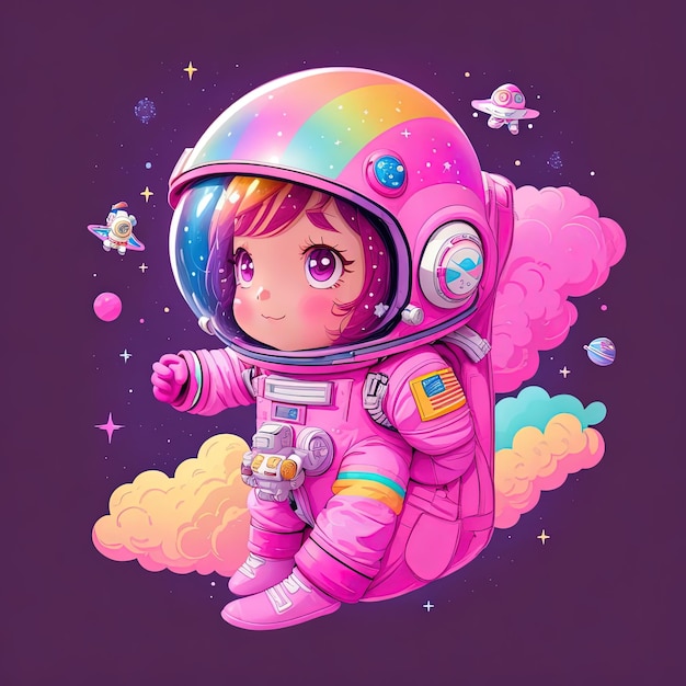 Adorabili astronauti Cute pixel art nello spazio della galassia