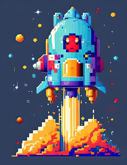 Adorabili astronauti Cute pixel art nello spazio della galassia