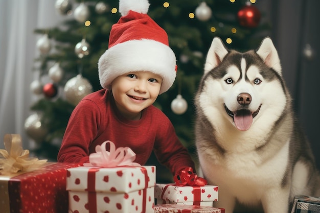 Adorabili festeggiamenti per bambini husky e regali