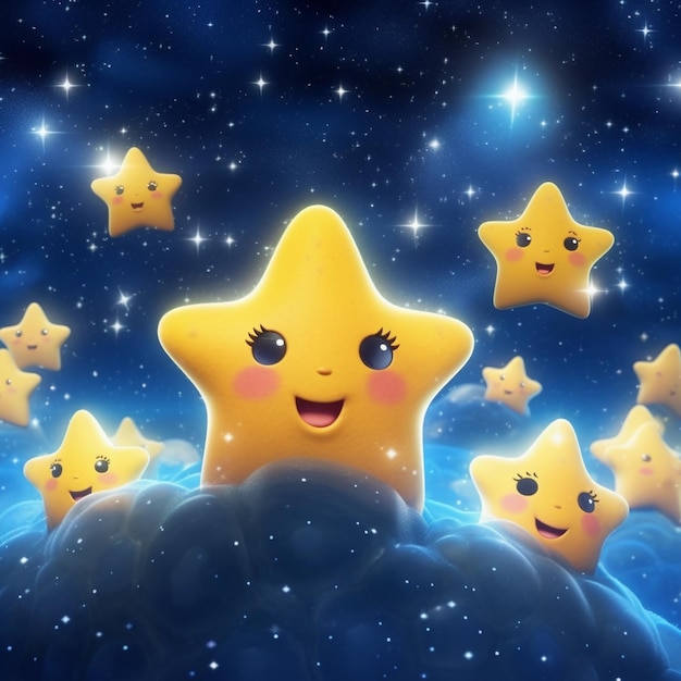 Adorabili lune per bambini Illustrazioni di cartoni animati Kawaii di nuvole felici e sogni stellati