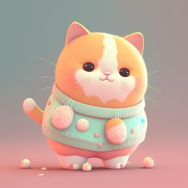 adorabili personaggi di gatti in 3D indossano abiti carini e divertenti e colorati