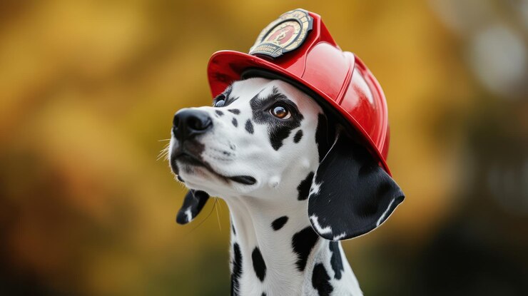 Adorable Dalmatian Firefighter A Captivating Canine Portrait