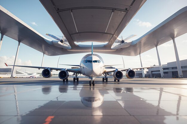 Aerei sulla pista dell'aeroporto moderno