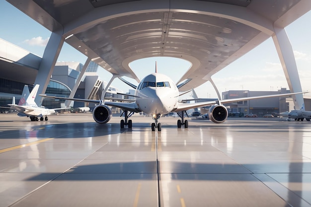 Aerei sulla pista dell'aeroporto moderno