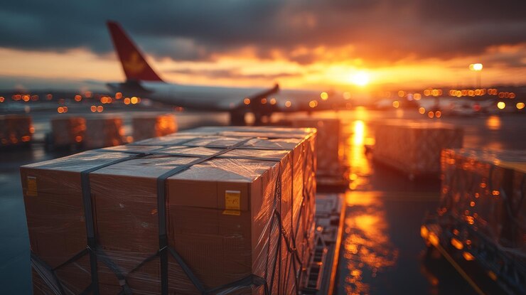 Aereo cargo al tramonto