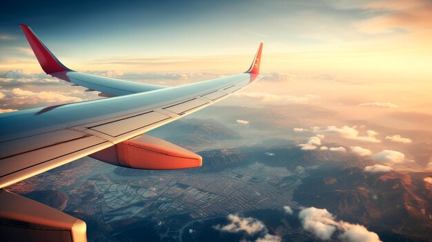 aereo che vola nel cielo durante il tramonto