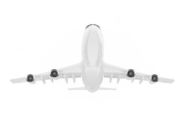 Aereo del passeggero Jet bianco su sfondo bianco. Rendering 3D