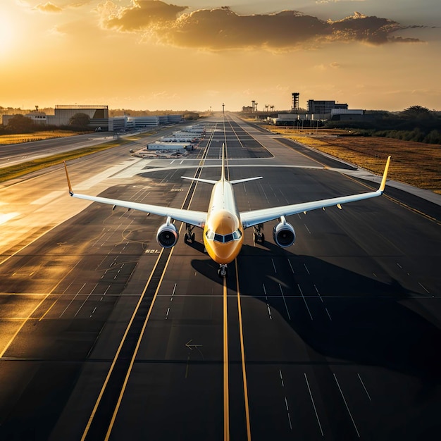 aereo sul terminal della pista di atterraggio