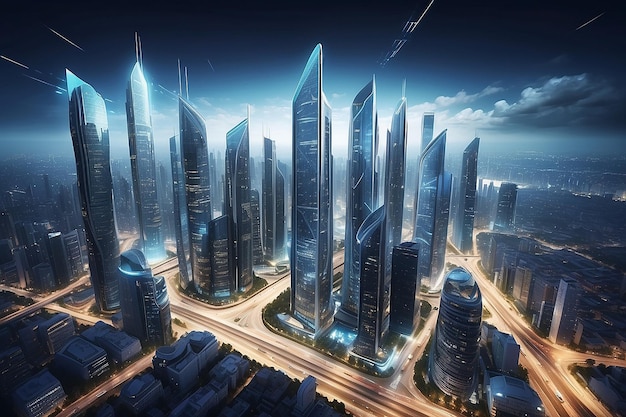 Affari astratti città moderna architettura urbana futuristica sfondo