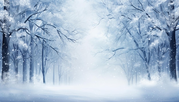 Affascinante paese delle meraviglie invernali ipnotizzante nevicata in uno sfondo panoramico mozzafiato