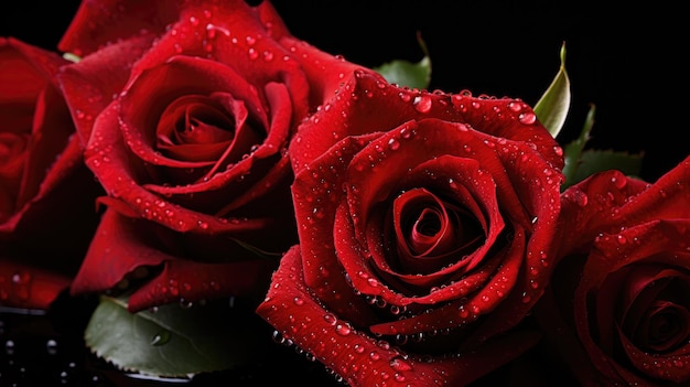 affascinante primo piano di rose rosse