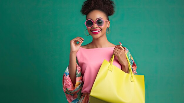 Affascinante signora in rosa con borsa rosa vivace