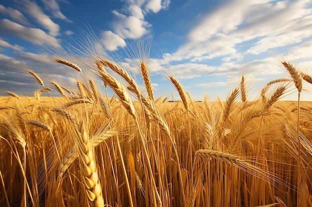 Affascinante vecchio mulino a vento circondato da dorati campi di grano