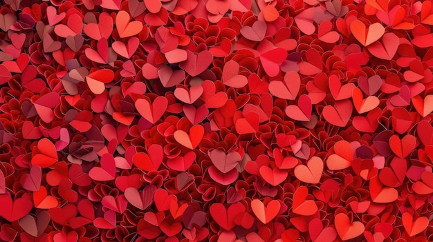 Affascinanti cuori tagliati in carta creano uno sfondo pieno di amore per il Giorno di San Valentino