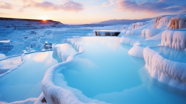 Affascinanti fotografie di montagna del bacino di Pamukkale in Turchia