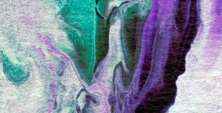 Foto affascinanti schizzi astratti blu su tela una vivida esposizione di arte fluida