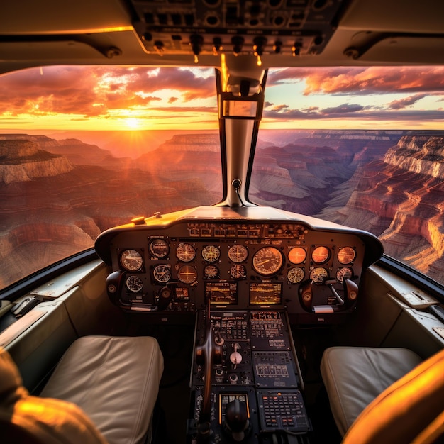 Affascinati dalla bellezza eterea Una vista aerea mozzafiato del Grand Canyon al tramonto