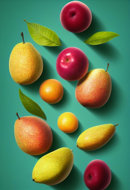 Affettato Composizione di assortimento di diversi frutti mele arance e altri frutti