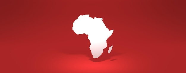 Africa moderna mappa 3D rendering sfondo rosso con ombra