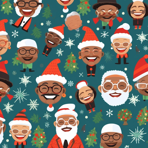 African American Grandfather Character Christmas Wrapped Image Ai ha generato arte